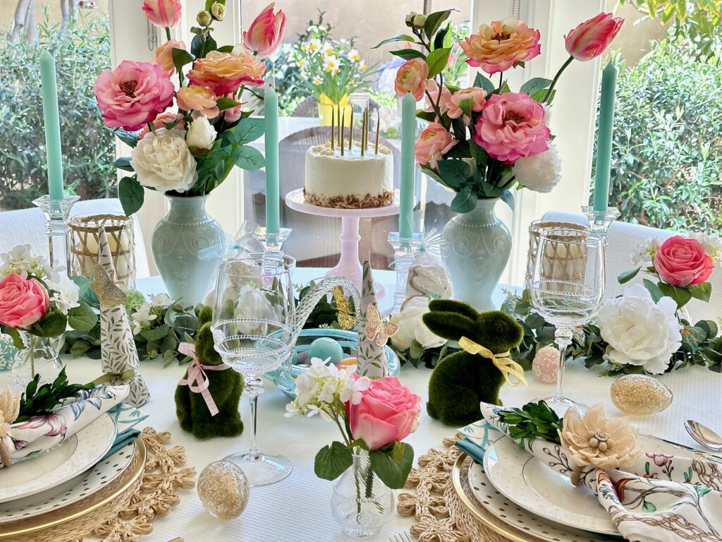 A Beautiful Easter Table Design with Bunnies and Butterflies