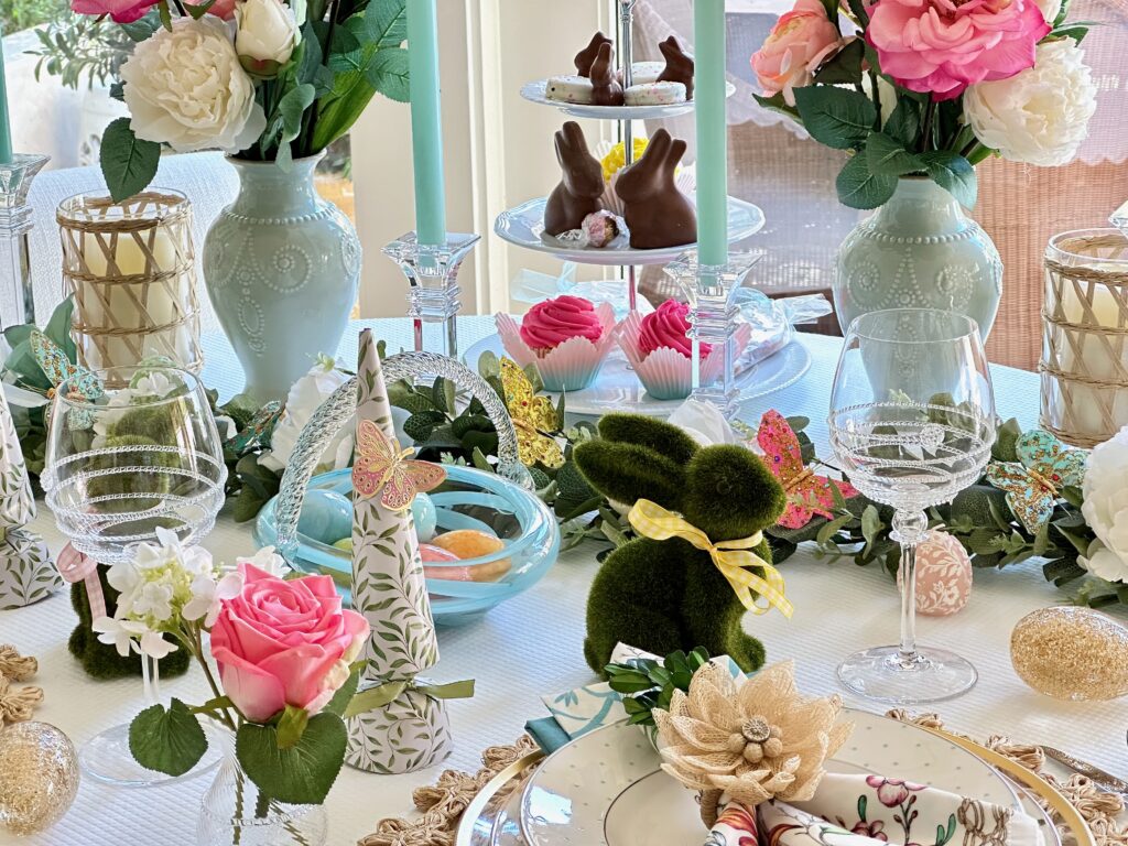 A Beautiful Easter Table Design with Bunnies and Butterflies