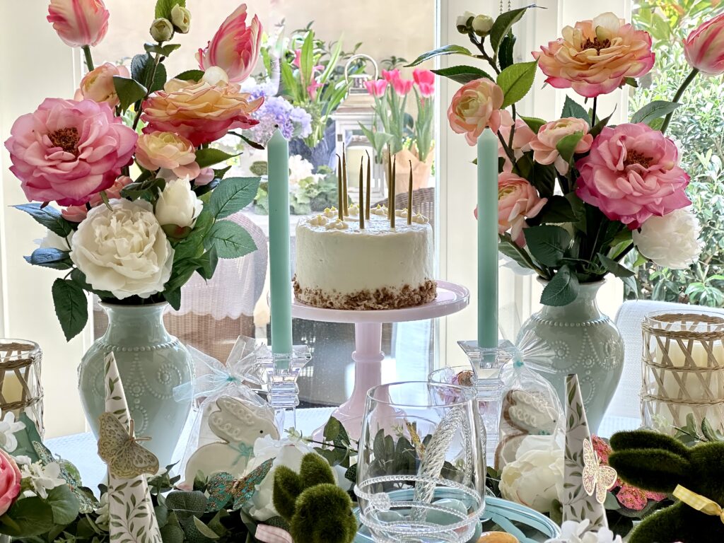 A Beautiful Easter Table Design with Bunnies and Butterflies