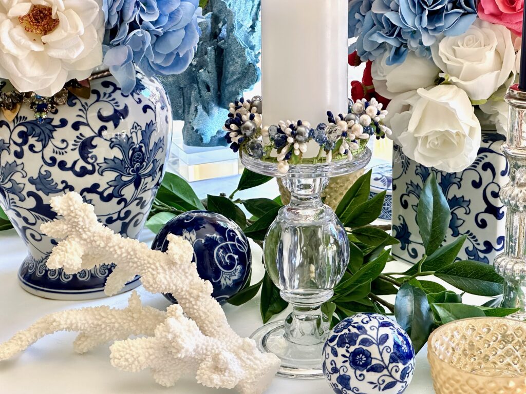 An Elegant 4th of July Table Design With Blue And White Accents