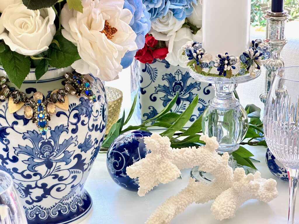 An Elegant 4th of July Table Design With Blue And White Accents