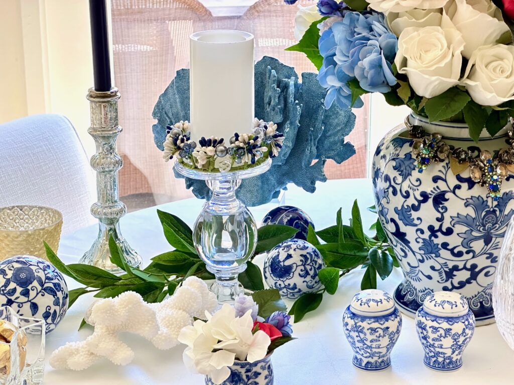 An Elegant 4th of July Table Design With Blue And White Accents