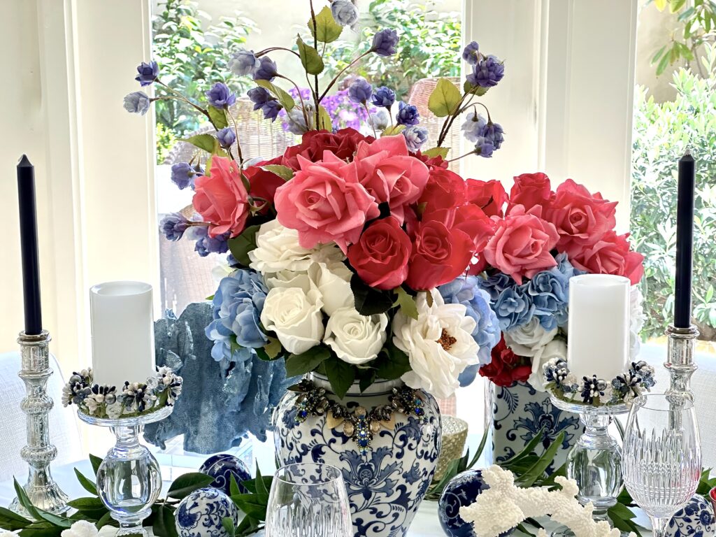 An Elegant 4th of July Table Design With Blue And White Accents