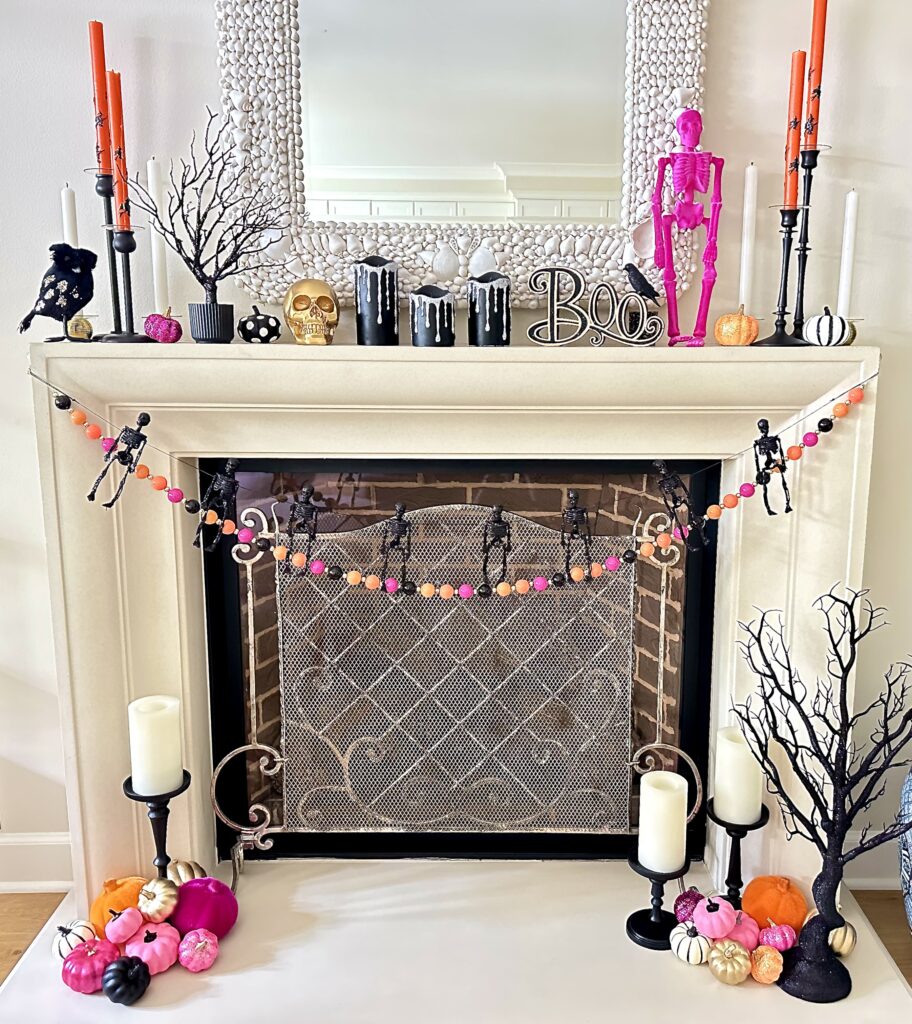 A Candy Inspired Colorful Halloween Mantel