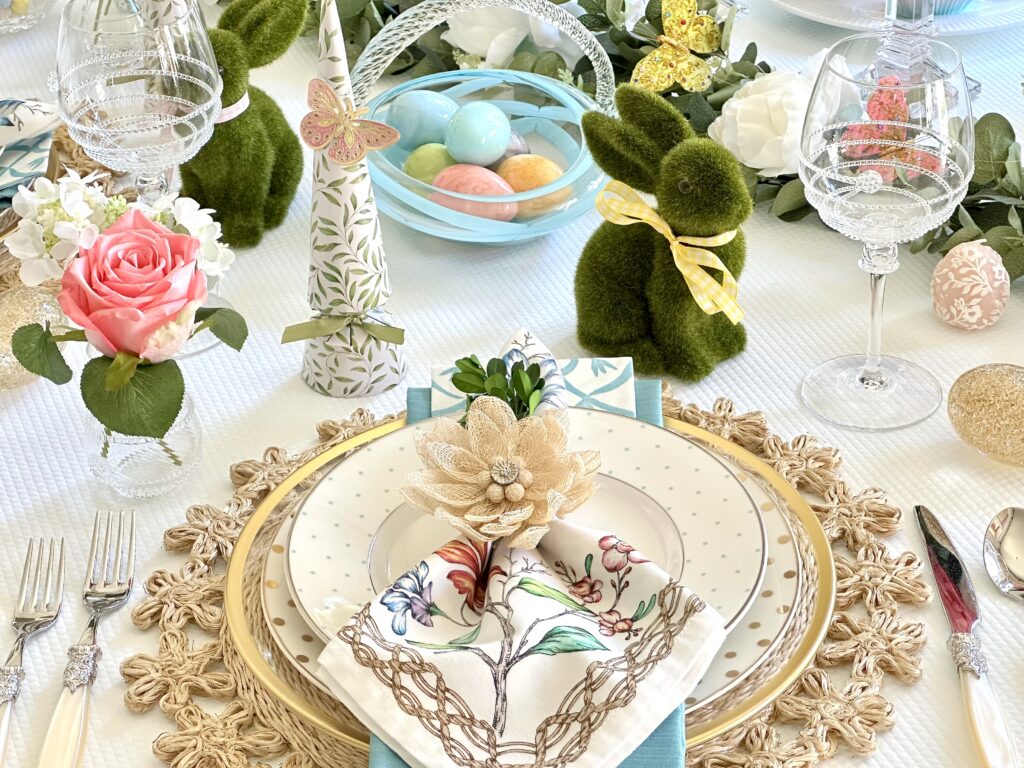 A Beautiful Easter Table Design with Bunnies and Butterflies