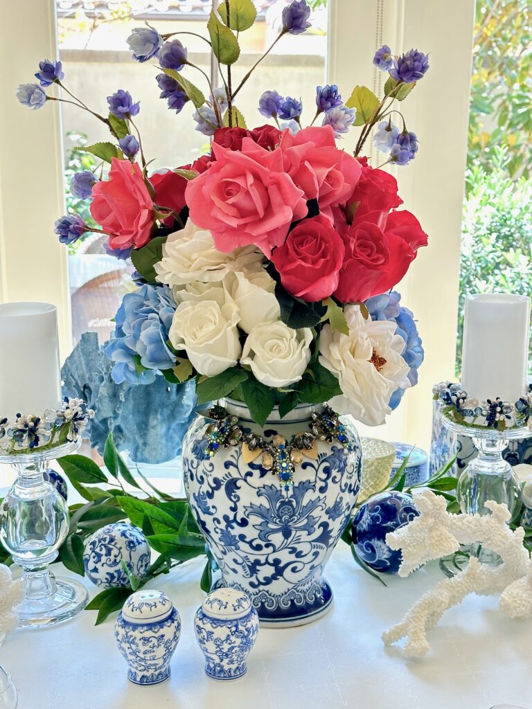 An Elegant 4th of July Table Design With Blue And White Accents