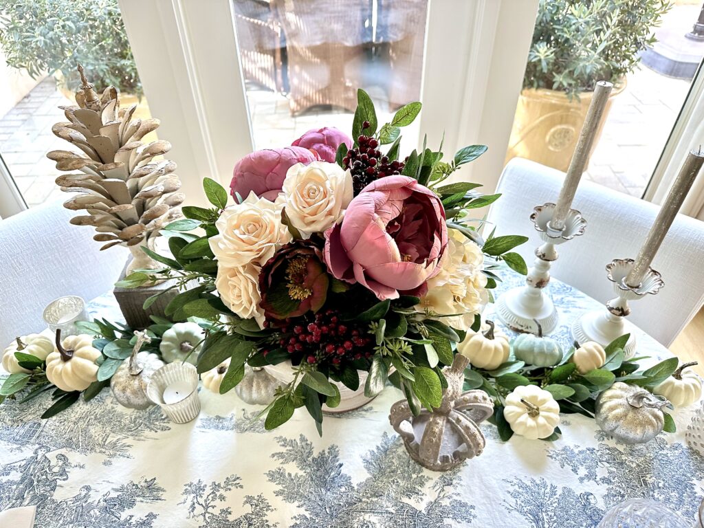 A French Country Blue and White Thanksgiving Day Table